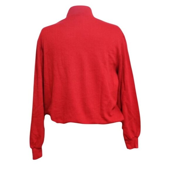 BonWorth Sz L Red Mock Neck Sweater Textured Pullover Vintage Minimalist Preppy - Picture 2 of 7